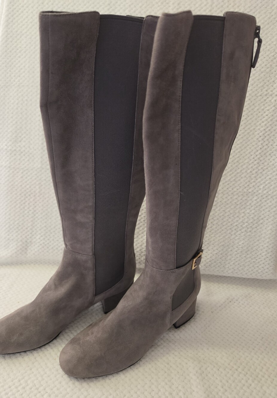 Cole Haan Avani Stretch Boots Suede Riding Tall Gray Stormcloud 7B NWT $350